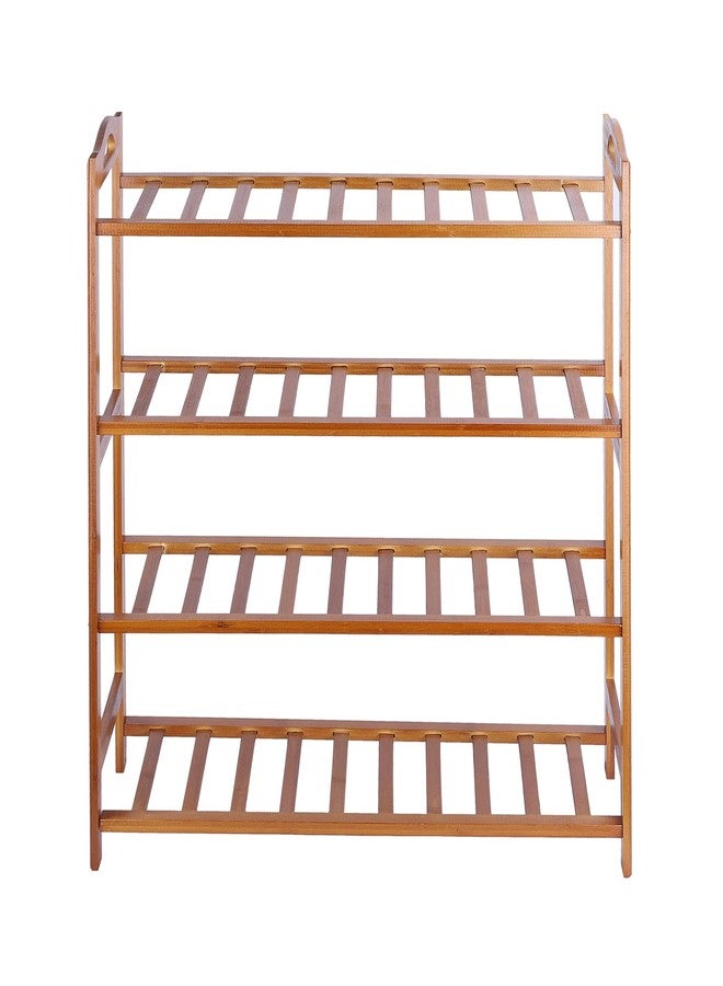 NFI essentials 4 Tier Bamboo Wood Shoe Rack Multipurpose Foldable Rack for Storage Shoes Slipper Chappal Stand Shelf Organizer for Home Kitchen Space Saving Portable Stand - Image 3